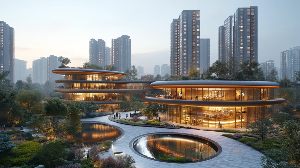 湖边小径旁中式亭子的清幽水景