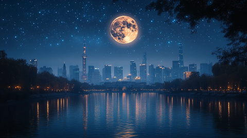 月夜下的古建筑