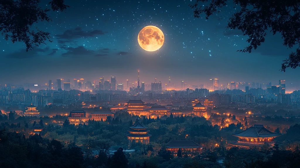 月夜下的古建筑