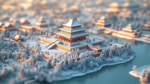 雪中故宫全景俯瞰