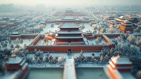 雪中故宫全景俯瞰