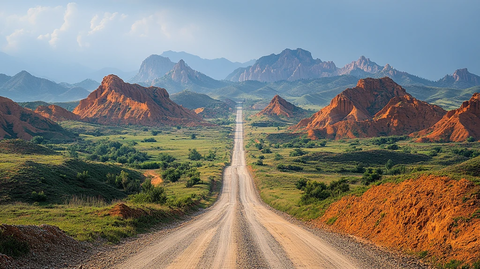 蜿蜒于山间的长城远景