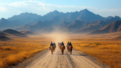 蜿蜒于山间的长城远景