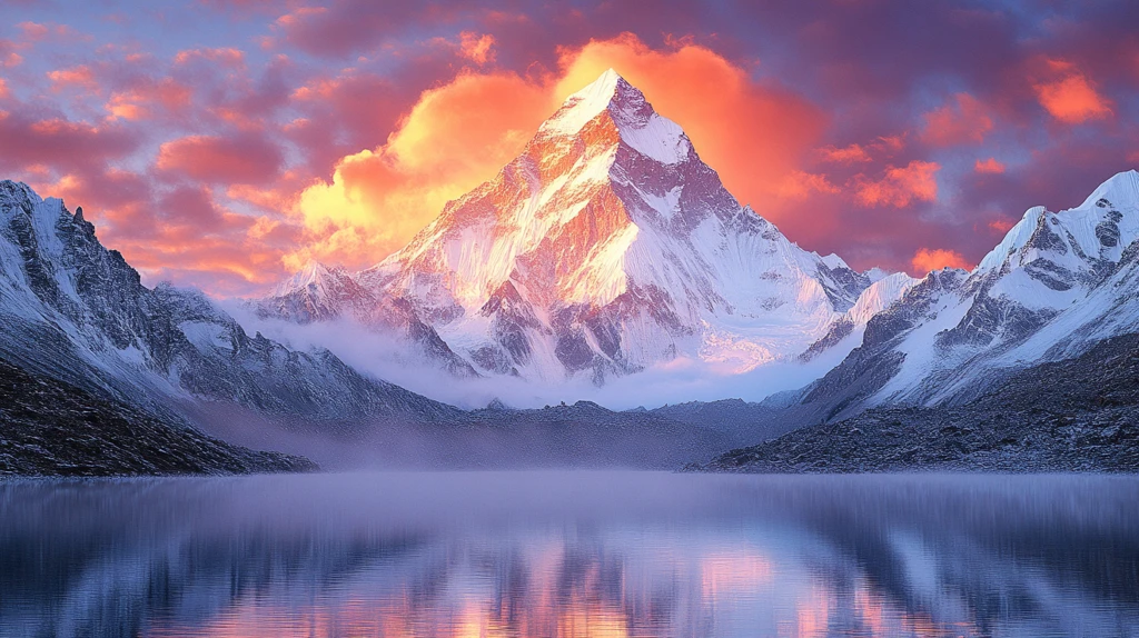 巍峨雪山下的营地