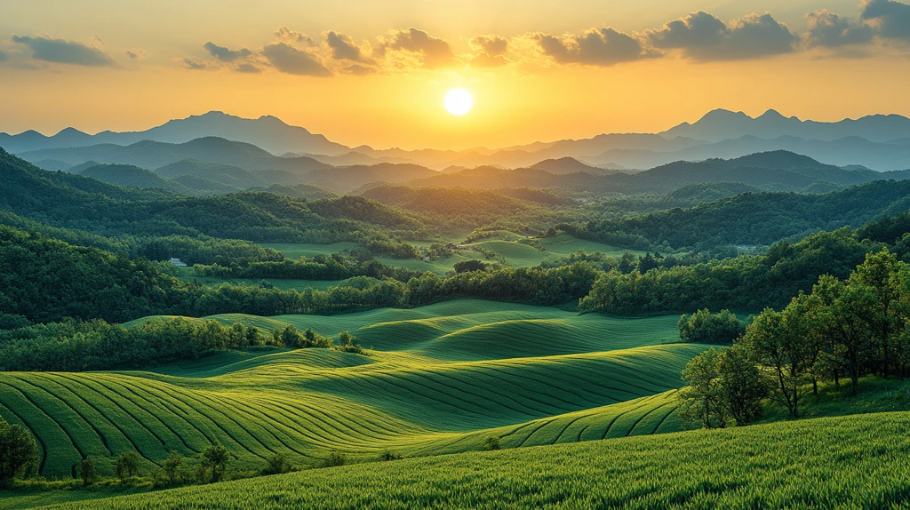 俯瞰村庄与田野