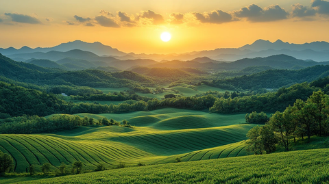 俯瞰村庄与田野