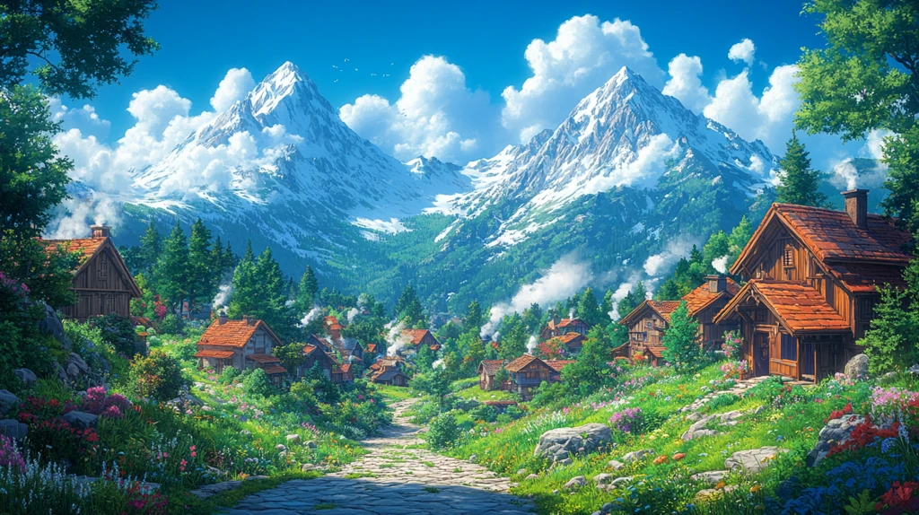 山谷中的多彩村落