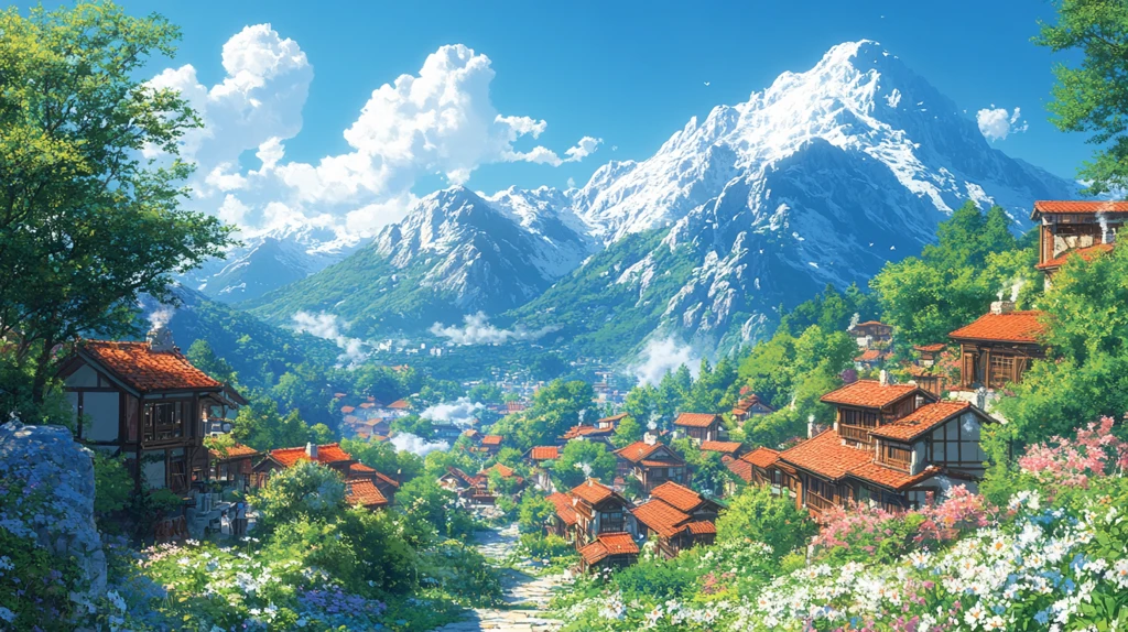 山谷中的多彩村落