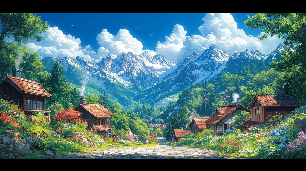 山谷中的多彩村落