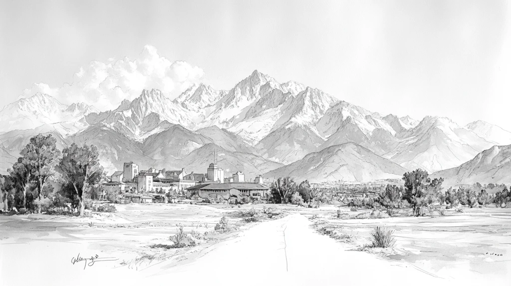 雪山下的城市素描