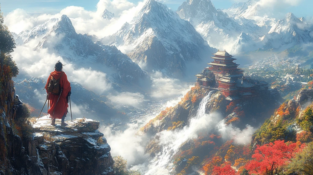 云雾中的山间古建