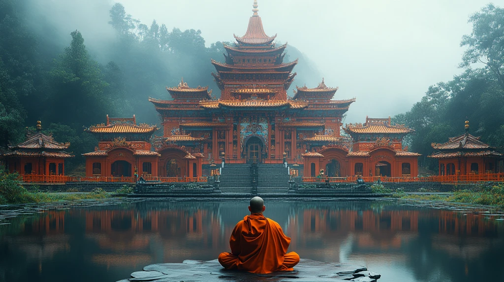 雪山上的寺庙与僧人