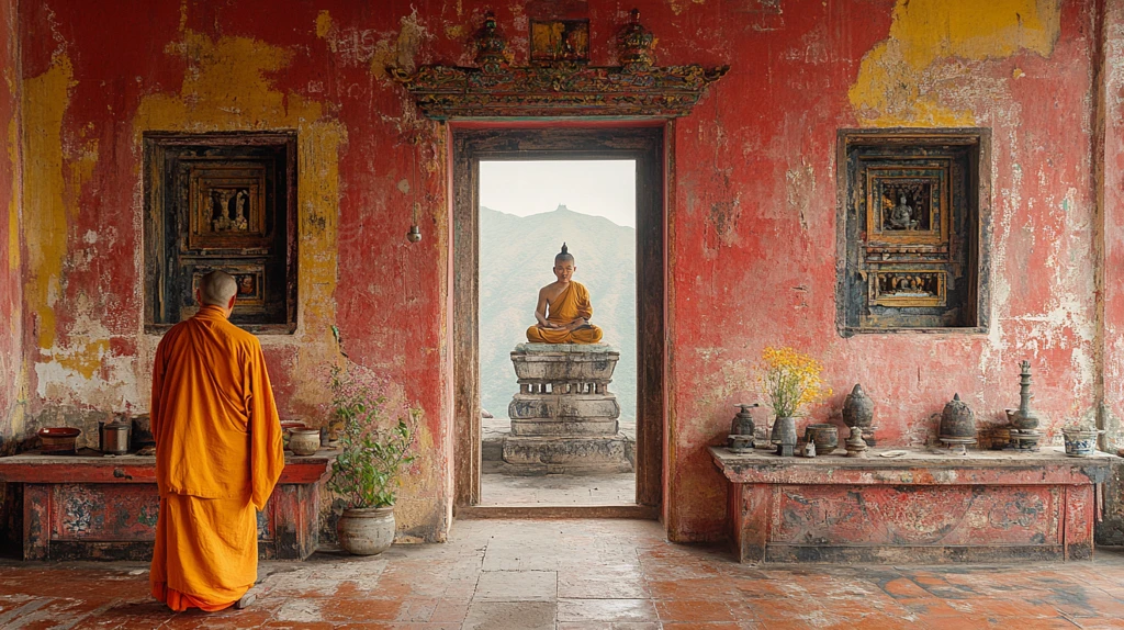 雪山上的寺庙与僧人