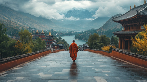 雪山上的寺庙与僧人