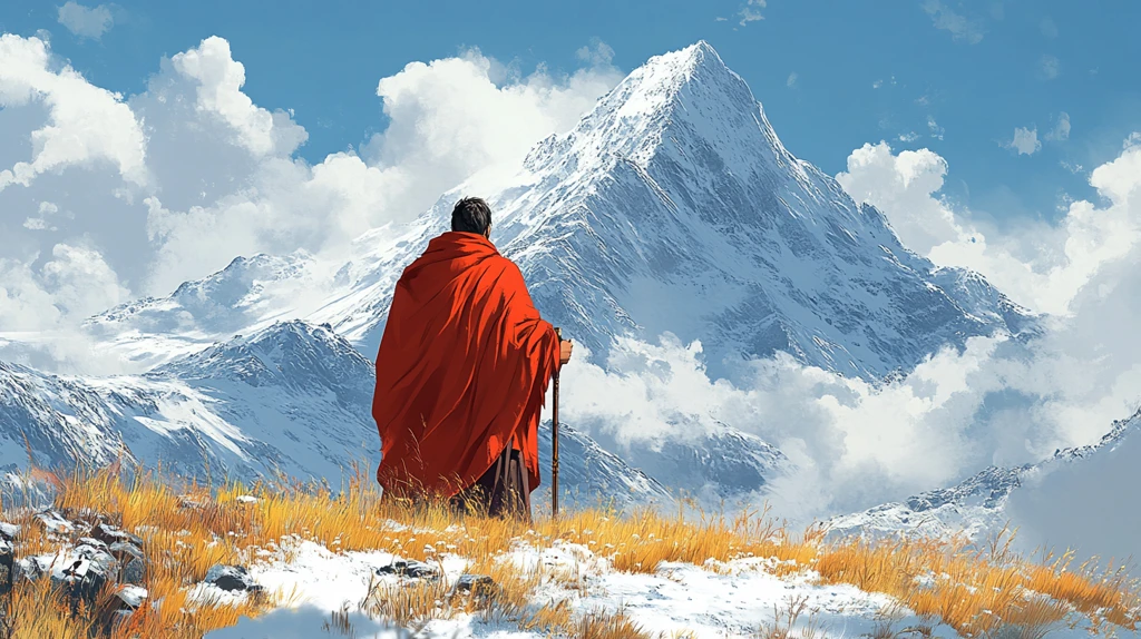 僧人远眺布达拉宫