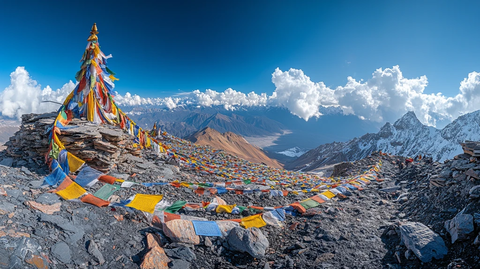 经幡下的雪山
