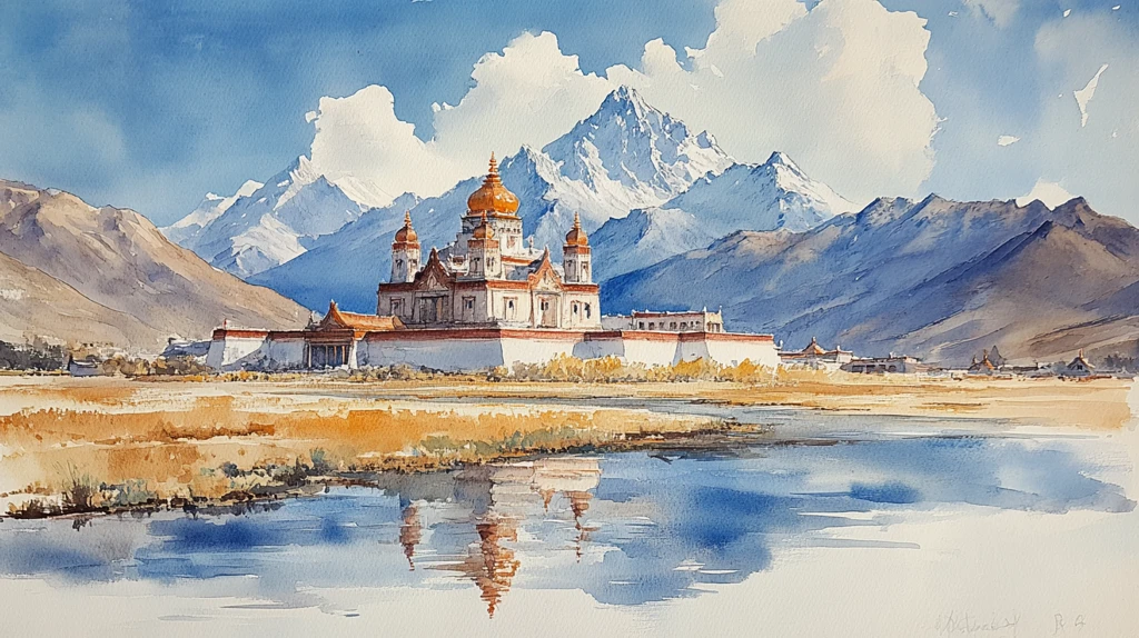 山水间的藏式建筑