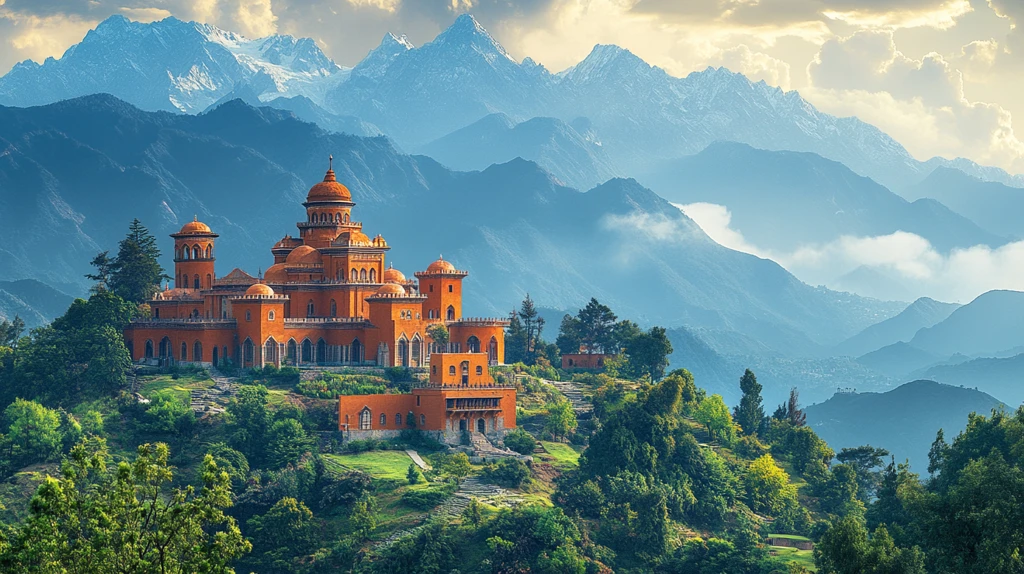 山间古村与佛塔