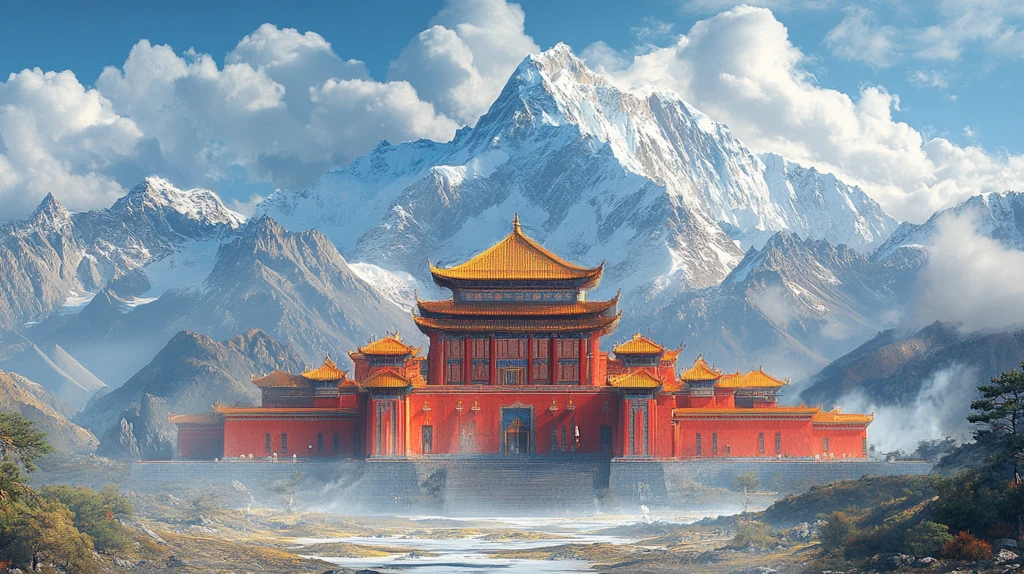 旷野中的藏式建筑