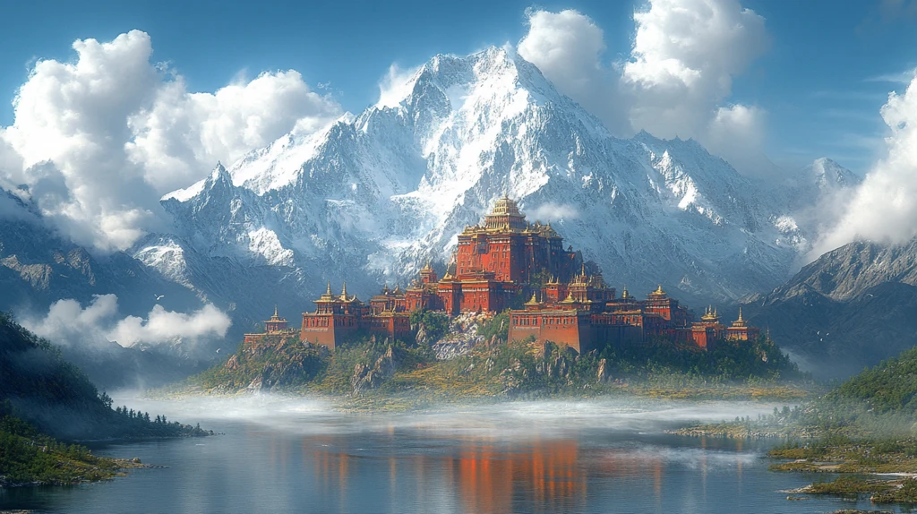 旷野中的藏式建筑