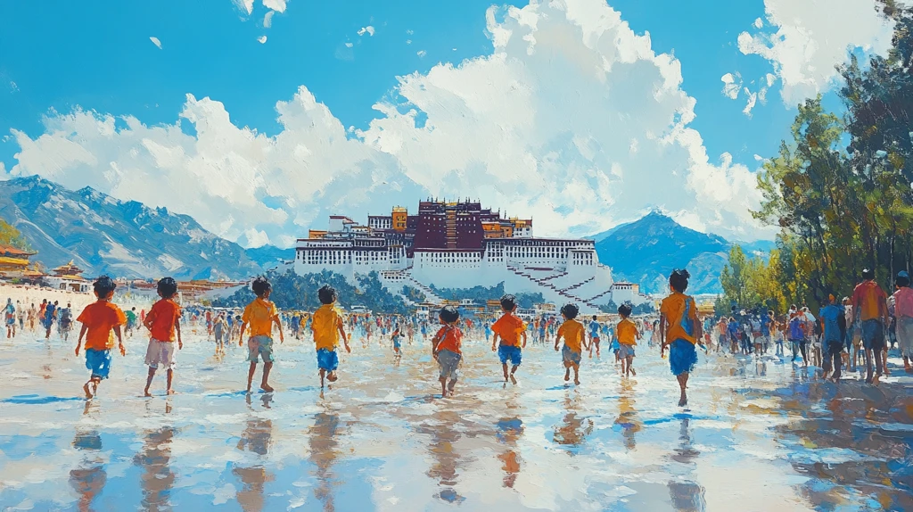 布宫前的童趣时光