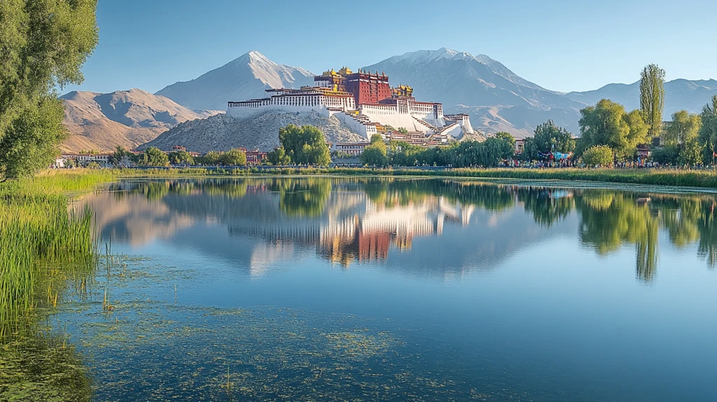 湖畔秋景布达拉宫