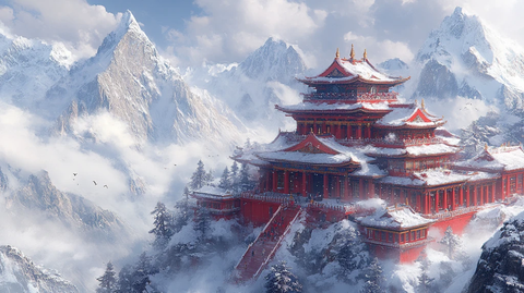 悬崖上的藏式建筑