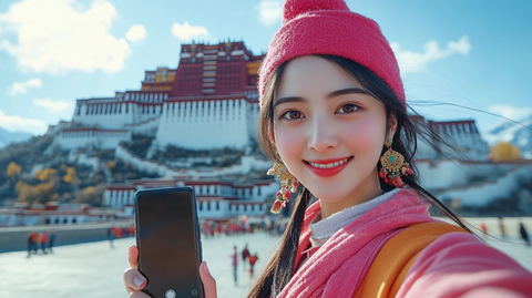 布达拉宫前的自拍