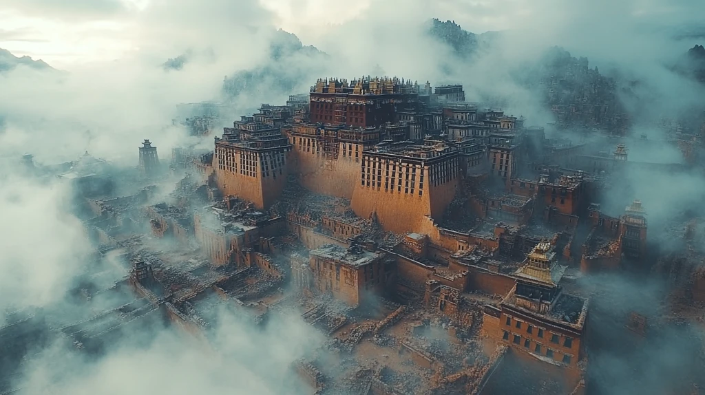 晨曦中的藏式建筑群