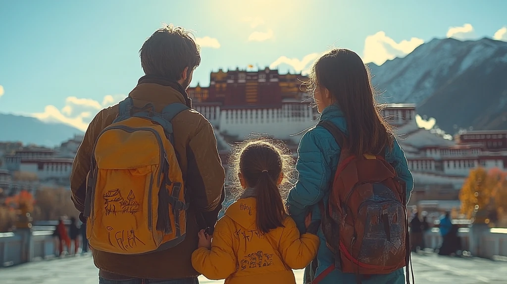 布达拉宫前的家庭