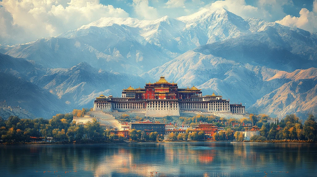 布达拉宫印象派画作