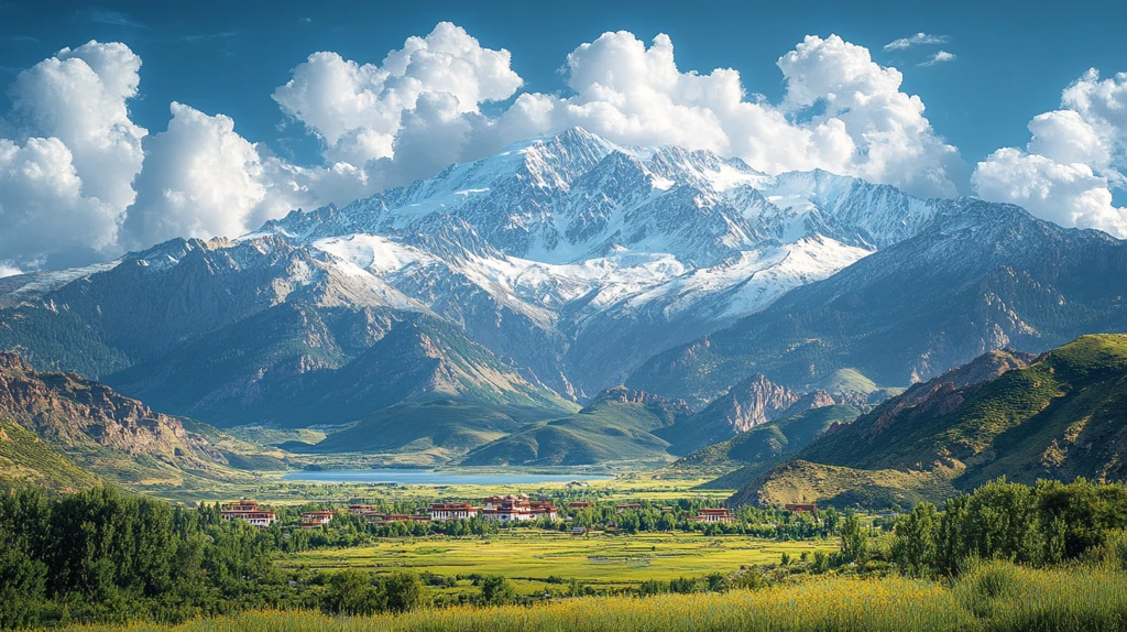 湖光山色中的布达拉宫