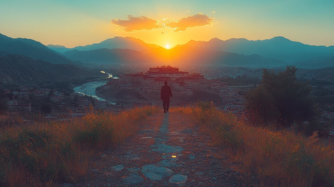 金色光辉下的布达拉宫