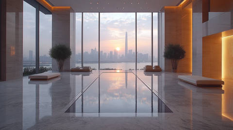 黄昏下的摩天大楼