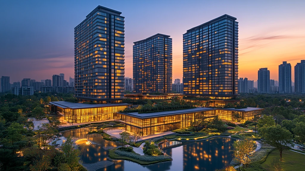 黄昏下的摩天大楼