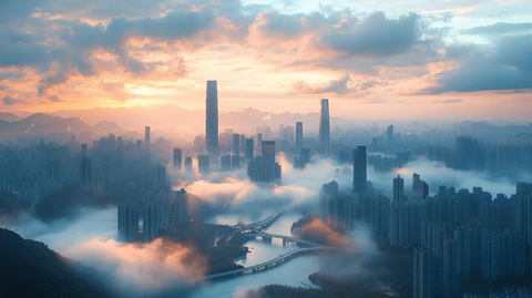 云雾缭绕的城市