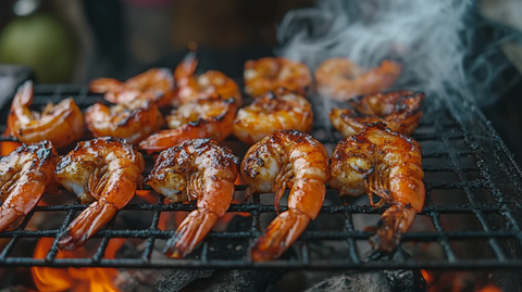 烧烤炭烤烤肉美食烤虾