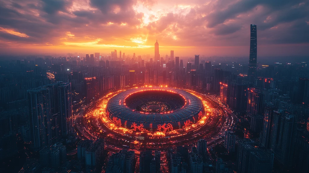 绚丽体育场黄昏景