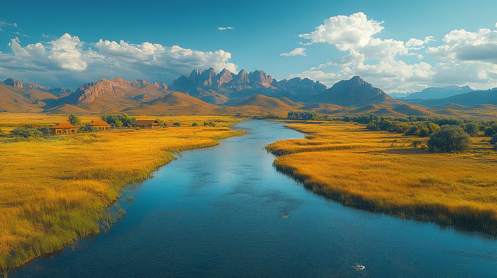 日出下的城市与江景