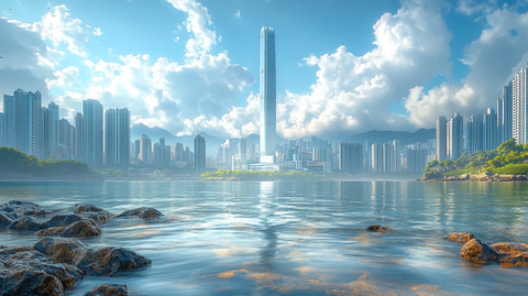 海滨高楼壮丽景观