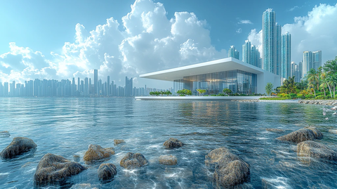 海滨高楼壮丽景观