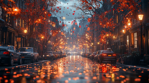 城市街道黄昏景致