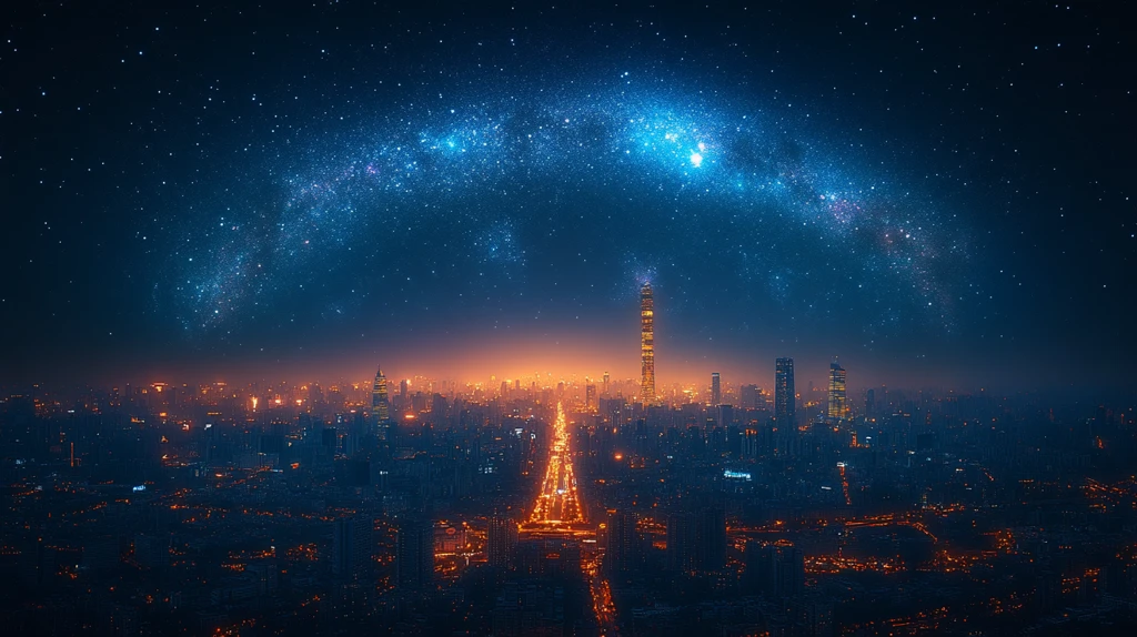 城市夜景上方有数字的画面