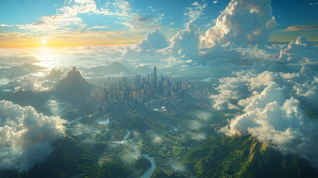 俯瞰城市中的高楼大厦与河流