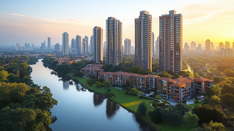 城市住宅区全景俯瞰图