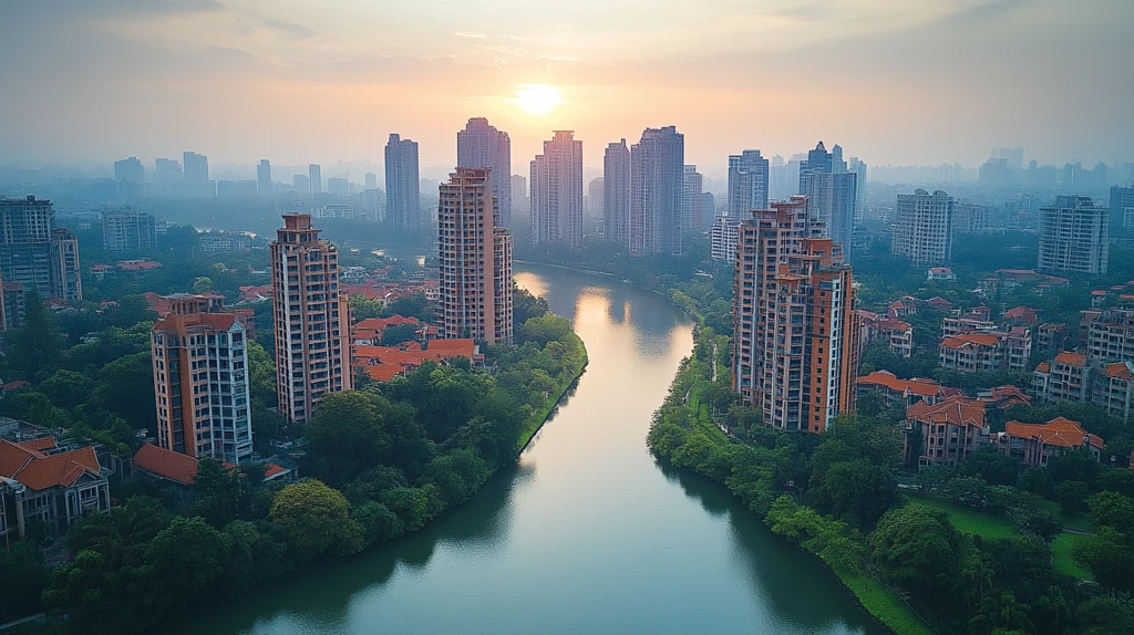 城市住宅区全景俯瞰图