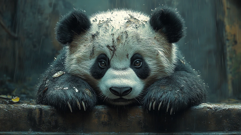 熊猫在自然环境中悠闲吃竹叶的场景