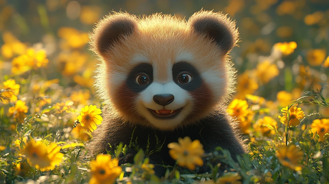 熊猫在自然环境中悠闲吃竹叶的场景