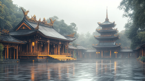 古色古香的传统中式建筑庭院