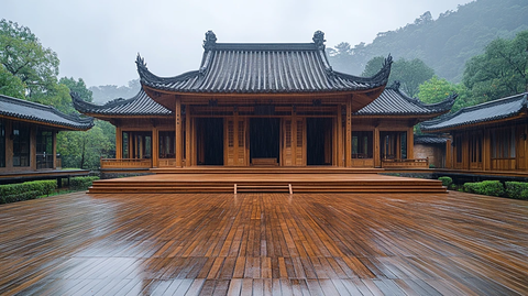 古色古香的传统中式建筑庭院